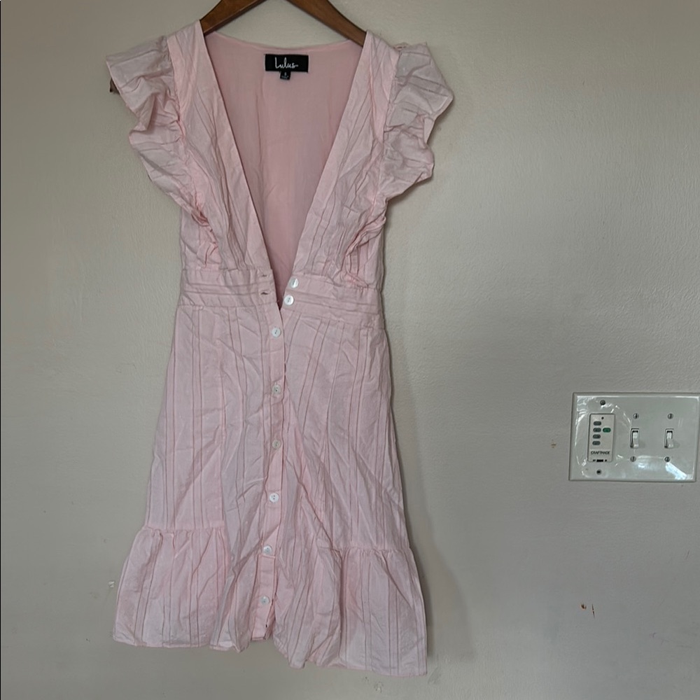 Lulu's Pink Ruffle Sleeve Dress